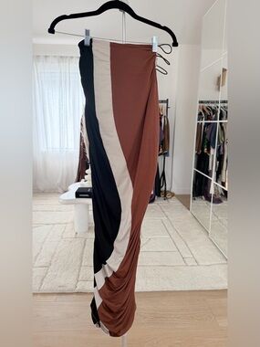 Colorblock Maxi Skirt in Black, Brown & Cream
